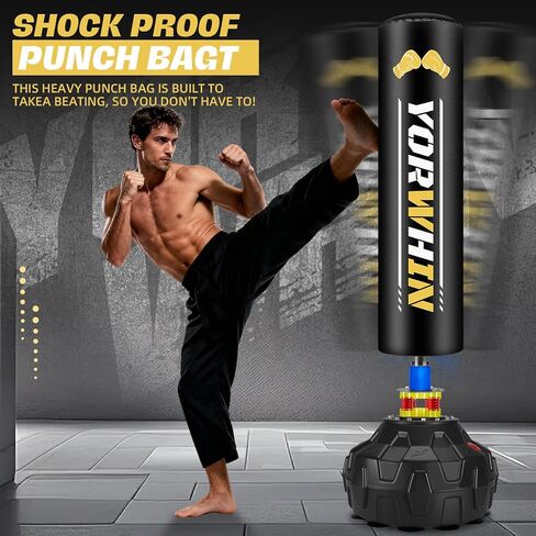 Heavy Freestanding Punching Bag for Adult, Standing Boxing Bag with 12OZ Pro Boxing Gloves and Wrapped Gloves, Kickboxing Bag with Suction Cup Base, Men at Home Punching Bag for Office Gym Training in Kuwait