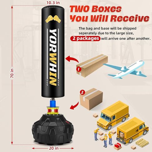 Heavy Freestanding Punching Bag for Adult, Standing Boxing Bag with 12OZ Pro Boxing Gloves and Wrapped Gloves, Kickboxing Bag with Suction Cup Base, Men at Home Punching Bag for Office Gym Training in Kuwait