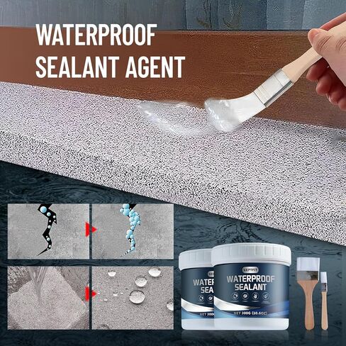 عامل غير مرئي مقاوم للماء، مجموعة مانعة للتسرب شفافة غير مرئية 2 * 10 أونصة، عامل طلاء شفاف، مانع تسرب مضاد للتسرب، لاصق مقاوم للماء لإصلاح التسرب في الأماكن المغلقة والخارجية in Kuwait