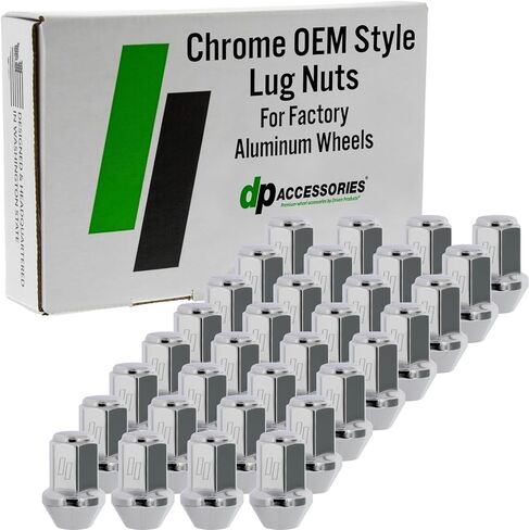 DPAccessories Lug Nuts Compatible with 2020-2025 GMC Sierra 2500 HD | Chrome Spline Style | Aftermarket Aluminum Wheels Only | Set of 32 Wheel Nuts & 1 Tool | DGMS2H05A-CH/1 in Kuwait