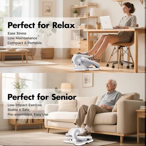 تحت جهاز الإهليلجي المكتبي ، تمرين الساق كما يظهر على شاشة التلفزيون أثناء الجلوس مع كبار مع التحكم عن بعد ، وممارسات دواسة محمولة وهادئة مع 12 سرعة قابلة للتعديل ، أسود in Kuwait