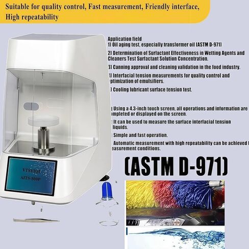 AITS-800P Touch Screen Automatic Interfacial Tensiometer Surface Tension Meter Tester with Du Nouy Ring Method Range 0 to 1000mN/m Accuracy 0.1mN/m for Transformer Oil ASTM D-971 Standard in Saudi Arabia