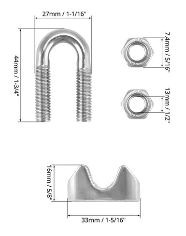 QWORK 3/8" Wire Rope Clamp Clip M10, 10 Pack Large U Bolt Saddle Guy Fastener, 304 Stainless Steel Fastener Cable Clamps, Connect 2 Layers of Wire to Form a Loop in Saudi Arabia