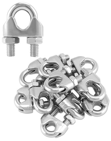 QWORK 3/8" Wire Rope Clamp Clip M10, 10 Pack Large U Bolt Saddle Guy Fastener, 304 Stainless Steel Fastener Cable Clamps, Connect 2 Layers of Wire to Form a Loop in Saudi Arabia