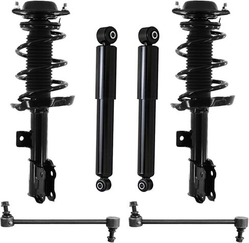 Detroit Axle - 6pc Struts Shocks Kit for Hyundai 2013-2017 Veloster, 2 Front Struts with Coil Springs 2 Front Sway Bars 2 Rear Shock Absorbers 2014 2015 2016 Suspension Replacement in Saudi Arabia