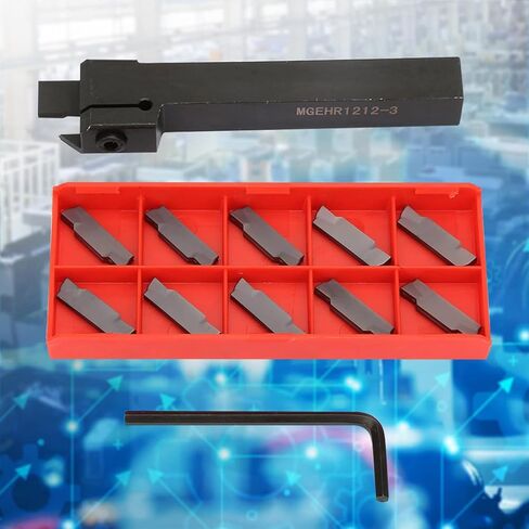 MGEHR1212 3 Lathe Cut Off Grooving Parting Tool Holder, High Hardness Long Life, Fast Cutting Speed, with 10pcs MGMN300 Inserts, for Efficient Metal Cutting in Kuwait