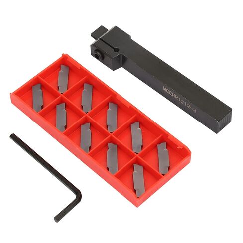 MGEHR1212 3 Lathe Cut Off Grooving Parting Tool Holder, High Hardness Long Life, Fast Cutting Speed, with 10pcs MGMN300 Inserts, for Efficient Metal Cutting in Kuwait