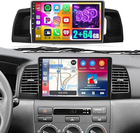 راديو سيارة لتويوتا كورولا EX 2005-2012: 2G+64G سيريو مع Carplay Android Auto ، شاشة تعمل باللمس 9 بوصة مع ترقية Bluetooth ل Tribeca مع GPS WiFi SWC RDS DSP in Saudi Arabia