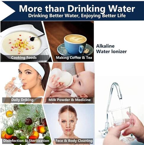 Water Ionizer and Water Purifier Machine, Water Filtration System Ph 3.5-10.5 Alkaline Acid Water Machine, Up to -800Mv Orp, 8000L, Auto-Cleaning, Instant Heating 58°C in Saudi Arabia