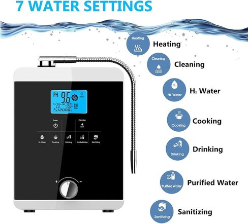 Water Ionizer and Water Purifier Machine, Water Filtration System Ph 3.5-10.5 Alkaline Acid Water Machine, Up to -800Mv Orp, 8000L, Auto-Cleaning, Instant Heating 58°C in Saudi Arabia