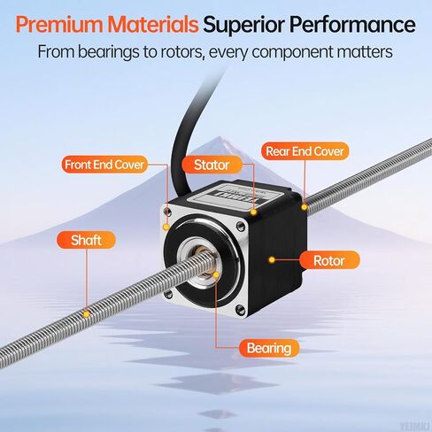 Through Shaft Nema 11 Stepper Motor TR5x1 300mm 1.8‌°‌ 2 Phase High Torque 6Ncm(8.5oz·in) Bipolar 1.0A 2.9Ω 31mm 28 Step Motor with T5 300mm Cable 1M for 3D Printer DIY Robot CNC in Kuwait