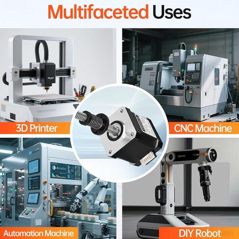 Nema 17 Stepper Motor TR8x8 100mm with T8 Lead Screw 1.8‌°‌ 2 Phase High Torque 0.55Nm (77.89oz·in) Bipolar 1.7A 2.0Ω 48mm 42 Step Motor 4-Wire Connector Cable 1M for 3D Printer DIY Robot CNC in Kuwait