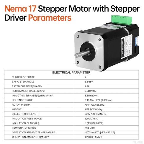 Nema 17 Stepper Motor with Integrated Stepper Driver 1.8‌°‌ 2 Phase High Torque 0.41Nm(58.06oz·in) Bipolar 1.5A 2.0Ω 56mm 42 Stepper Motor with Controller for 3D Printer DIY Robot CNC Machine in Kuwait