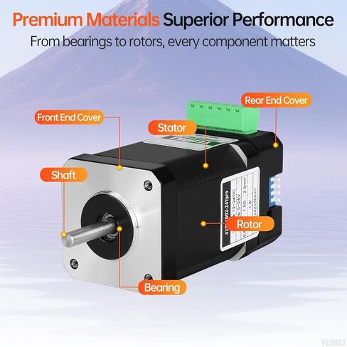 Nema 17 Stepper Motor with Integrated Stepper Driver 1.8‌°‌ 2 Phase High Torque 0.41Nm(58.06oz·in) Bipolar 1.5A 2.0Ω 56mm 42 Stepper Motor with Controller for 3D Printer DIY Robot CNC Machine in Kuwait