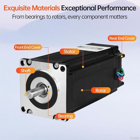 Nema 23 Closed Loop Stepper Motor with Integrated Closed Loop Stepper Driver 1.8‌°‌ 2 Phase High Torque 2.5Nm(354.03oz·in) Bipolar 4.2A 0.50Ω 118mm Cable 0.3M for CNC Mill Lathe in Kuwait