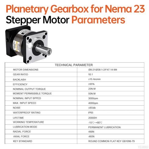 Ratio 10:1 Planetary Gearbox for Nema 23 Stepper Motor 57-67mm Backlash 15 arcmin Input Shaft 21mm φ8mm Planetary Reducer for 57 Step Motor incl. 4 Screw 2 Plug 1 Key CNC 3D Printer Lathe in Kuwait