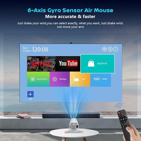 Auto Keystone Projector with WIFI 6 and 5.3 Bluetooth, Pericat 210° Rotatable Portable Projector, 18000L 4K Native 1080P Projector, Outdoor Movie Projector Compatible for Laptop (White) in Kuwait