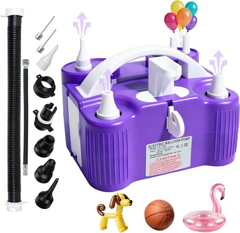 PCFING Balloon Pump Electric, 4-in-1 Air Pump Inflator Blower Machine for All Balloons & Inflation, Triple Inflating Ports for Latex 260q Foil Balloons, Air Mattress, Airbeds, Basketball, Soccer in Kuwait