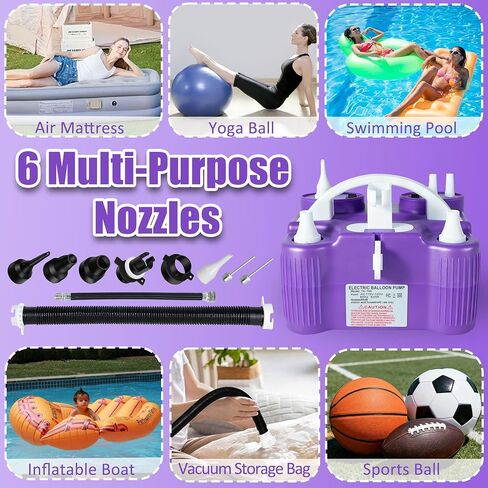 PCFING Balloon Pump Electric, 4-in-1 Air Pump Inflator Blower Machine for All Balloons & Inflation, Triple Inflating Ports for Latex 260q Foil Balloons, Air Mattress, Airbeds, Basketball, Soccer in Kuwait
