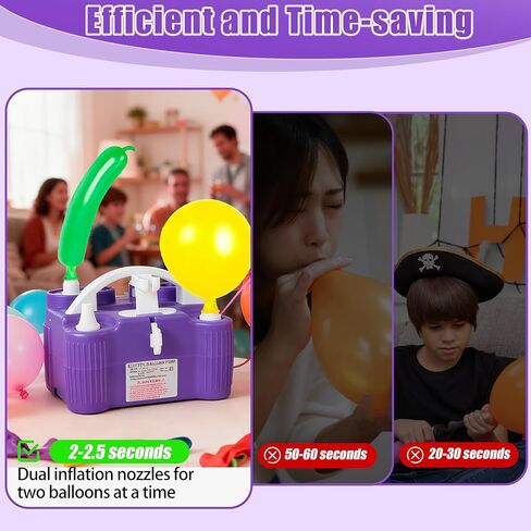 PCFING Balloon Pump Electric, 4-in-1 Air Pump Inflator Blower Machine for All Balloons & Inflation, Triple Inflating Ports for Latex 260q Foil Balloons, Air Mattress, Airbeds, Basketball, Soccer in Kuwait