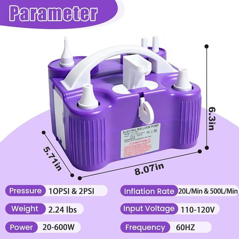 PCFING Balloon Pump Electric, 4-in-1 Air Pump Inflator Blower Machine for All Balloons & Inflation, Triple Inflating Ports for Latex 260q Foil Balloons, Air Mattress, Airbeds, Basketball, Soccer in Kuwait