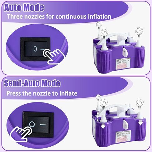 PCFING Balloon Pump Electric, 4-in-1 Air Pump Inflator Blower Machine for All Balloons & Inflation, Triple Inflating Ports for Latex 260q Foil Balloons, Air Mattress, Airbeds, Basketball, Soccer in Kuwait