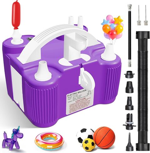 4-in-1 Balloon Pump Electric - Triple-Port 600W Air Pump for Balloons Latex, Foil Mylar Balloon, 260Q | Inflatables & Sports Balls | Portable Electric Balloon Pump with Hose, Nozzles & Ball Needles in Kuwait