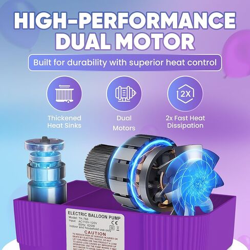 4-in-1 Balloon Pump Electric - Triple-Port 600W Air Pump for Balloons Latex, Foil Mylar Balloon, 260Q | Inflatables & Sports Balls | Portable Electric Balloon Pump with Hose, Nozzles & Ball Needles in Kuwait