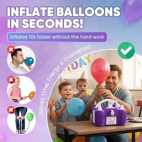 4-in-1 Balloon Pump Electric - Triple-Port 600W Air Pump for Balloons Latex, Foil Mylar Balloon, 260Q | Inflatables & Sports Balls | Portable Electric Balloon Pump with Hose, Nozzles & Ball Needles in Kuwait