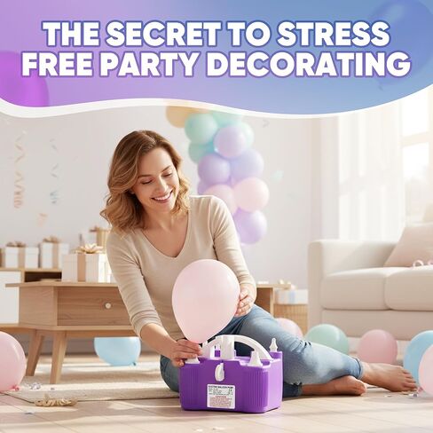 4-in-1 Balloon Pump Electric - Triple-Port 600W Air Pump for Balloons Latex, Foil Mylar Balloon, 260Q | Inflatables & Sports Balls | Portable Electric Balloon Pump with Hose, Nozzles & Ball Needles in Kuwait