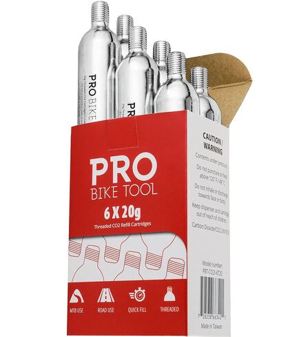 20g Threaded CO2 Cartridges - 6 Pack for All CO2 Bike Tire Inflators with Threaded Connection - Quick Air Refill for Bicycle Tires - Cartridge for CO2 Pump - Road or MTB Bikes. in Kuwait