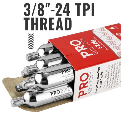 20g Threaded CO2 Cartridges - 6 Pack for All CO2 Bike Tire Inflators with Threaded Connection - Quick Air Refill for Bicycle Tires - Cartridge for CO2 Pump - Road or MTB Bikes. in Kuwait