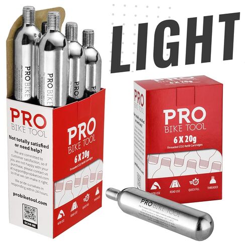 20g Threaded CO2 Cartridges - 6 Pack for All CO2 Bike Tire Inflators with Threaded Connection - Quick Air Refill for Bicycle Tires - Cartridge for CO2 Pump - Road or MTB Bikes. in Kuwait