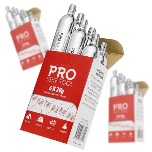 20g Threaded CO2 Cartridges - 6 Pack for All CO2 Bike Tire Inflators with Threaded Connection - Quick Air Refill for Bicycle Tires - Cartridge for CO2 Pump - Road or MTB Bikes. in Kuwait