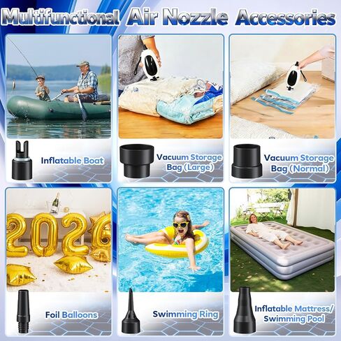 مضخة بالونات كهربائية، مضخة هواء كهربائية 3 في 1 للبالونات القابلة للنفخ، بالون مايلر من رقائق اللاتكس، آلة نفخ البالونات المحمولة، منفاخ نفخ سريع التعبئة للمنزل، أسرة هوائية تطفو على حمام السباحة في الصيف in Kuwait