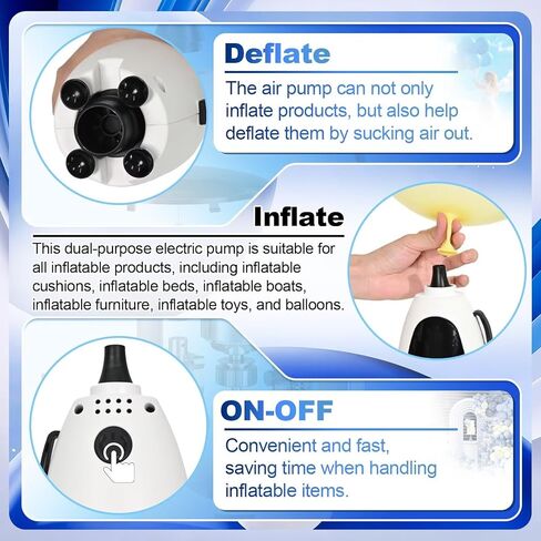 مضخة بالونات كهربائية، مضخة هواء كهربائية 3 في 1 للبالونات القابلة للنفخ، بالون مايلر من رقائق اللاتكس، آلة نفخ البالونات المحمولة، منفاخ نفخ سريع التعبئة للمنزل، أسرة هوائية تطفو على حمام السباحة في الصيف in Kuwait