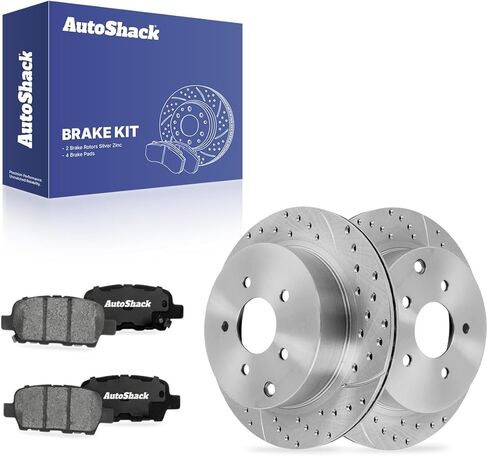 AutoShack Rear Brake Kit Replacement for Nissan Murano Pathfinder INFINITI QX60 Drilled & Slotted Zinc Coated Disc Brake Rotors Ceramic Brakes Pads 12.13" 308 mm BRKPKG003579 in Saudi Arabia