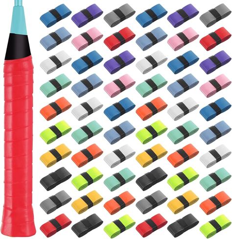 60 قطعة من شريط قبضة مضرب التنس، 12 لونًا، شريط قبضة مضرب كرة الريشة، مقابض بولي يوريثان ممتازة لمقاومة الانزلاق وامتصاص العرق، غلاف مقبض مسبق القطع للتنس، كرة الريشة، الاسكواش، كرة المخلل in Kuwait