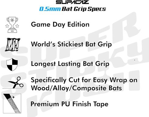 Supacaz Super Sticky Kush Neon Purple Splat Baseball Bat Tape - Softball Bat Wrap - High Performance Pro Big League Bat Grip - 0.5mm in Saudi Arabia