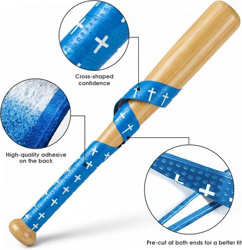 6 Pcs 1.5mm Precut Full Adhesive Baseball Bat Grip Tape, Cross Faith Non Slip Bat Handle Wrap, 43.3x1.18in Sports Grip Tape for Baseball Softball Cricket, Compatible with Most Bats in Kuwait