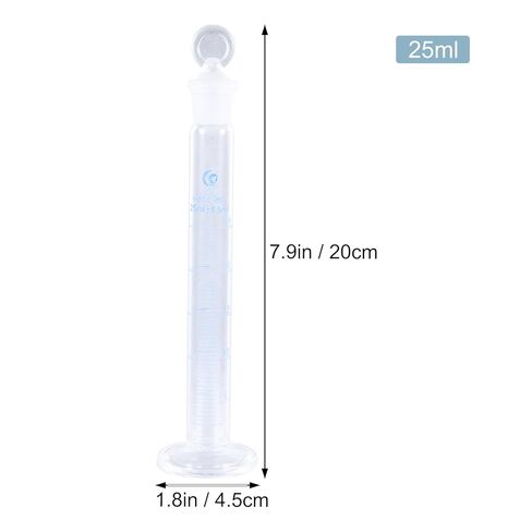 25ml Thick Glass Measuring Cylinder with Stopper, Graduated Cylinder with Metric Scale for Laboratory and Scientific Use in Saudi Arabia