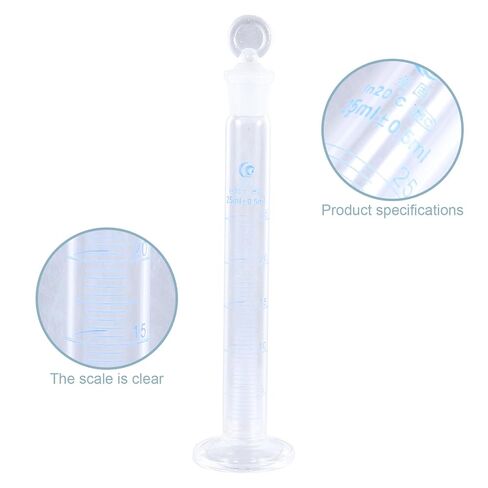25ml Thick Glass Measuring Cylinder with Stopper, Graduated Cylinder with Metric Scale for Laboratory and Scientific Use in Saudi Arabia