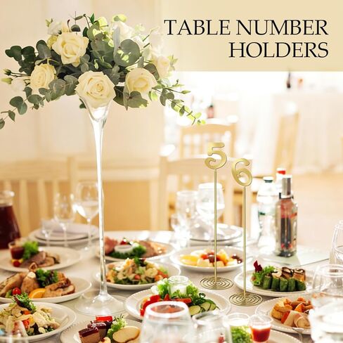 10 Pcs Metal Table Numbers with Sturdy Holder Base 12 Inch Stainless Steel Party Desk Figure Gold 1-10 Table Numbers for Wedding Reception Party Banquet Catering Event in Saudi Arabia