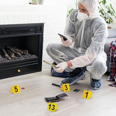 ABOOFAN Crime Scene Decorations 15Pcs Evidence Markers Crime Scene Markers Tents 1-15 Numbers Evidence Number Cards, 15 Yellow, 6.30X5.50X4.50CM, 13T2A820918U897 in Saudi Arabia