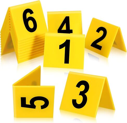 ABOOFAN Crime Scene Decorations 15Pcs Evidence Markers Crime Scene Markers Tents 1-15 Numbers Evidence Number Cards, 15 Yellow, 6.30X5.50X4.50CM, 13T2A820918U897 in Saudi Arabia