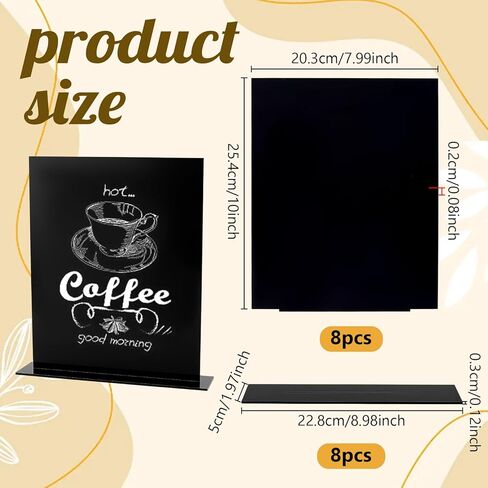 arricraft 8 Sets Black Acrylic Sign with Stand, 8x10 Inch Rectangle Blank Acrylic Table Signs for DIY Wedding Party Restaurant Table Number in Saudi Arabia