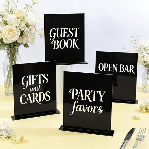 arricraft 8 Sets Black Acrylic Sign with Stand, 8x10 Inch Rectangle Blank Acrylic Table Signs for DIY Wedding Party Restaurant Table Number in Saudi Arabia