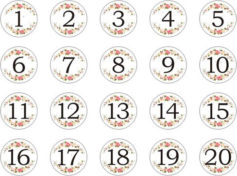 20Pcs Table Numbers Cards 1-20 Table Number Card, 10cm/4" Diameter Round Double Sided. (White, 1-20) in Saudi Arabia