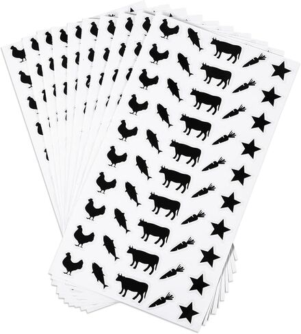 10 Sheets (500 Qty) Wedding Food Choice Stickers, Meal Stickers for Place Cards Meal Indicator Sticker for Chicken Beef Fish Carrot Buffet Party Supplies (Black) in Saudi Arabia