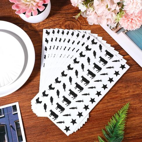 10 Sheets (500 Qty) Wedding Food Choice Stickers, Meal Stickers for Place Cards Meal Indicator Sticker for Chicken Beef Fish Carrot Buffet Party Supplies (Black) in Saudi Arabia